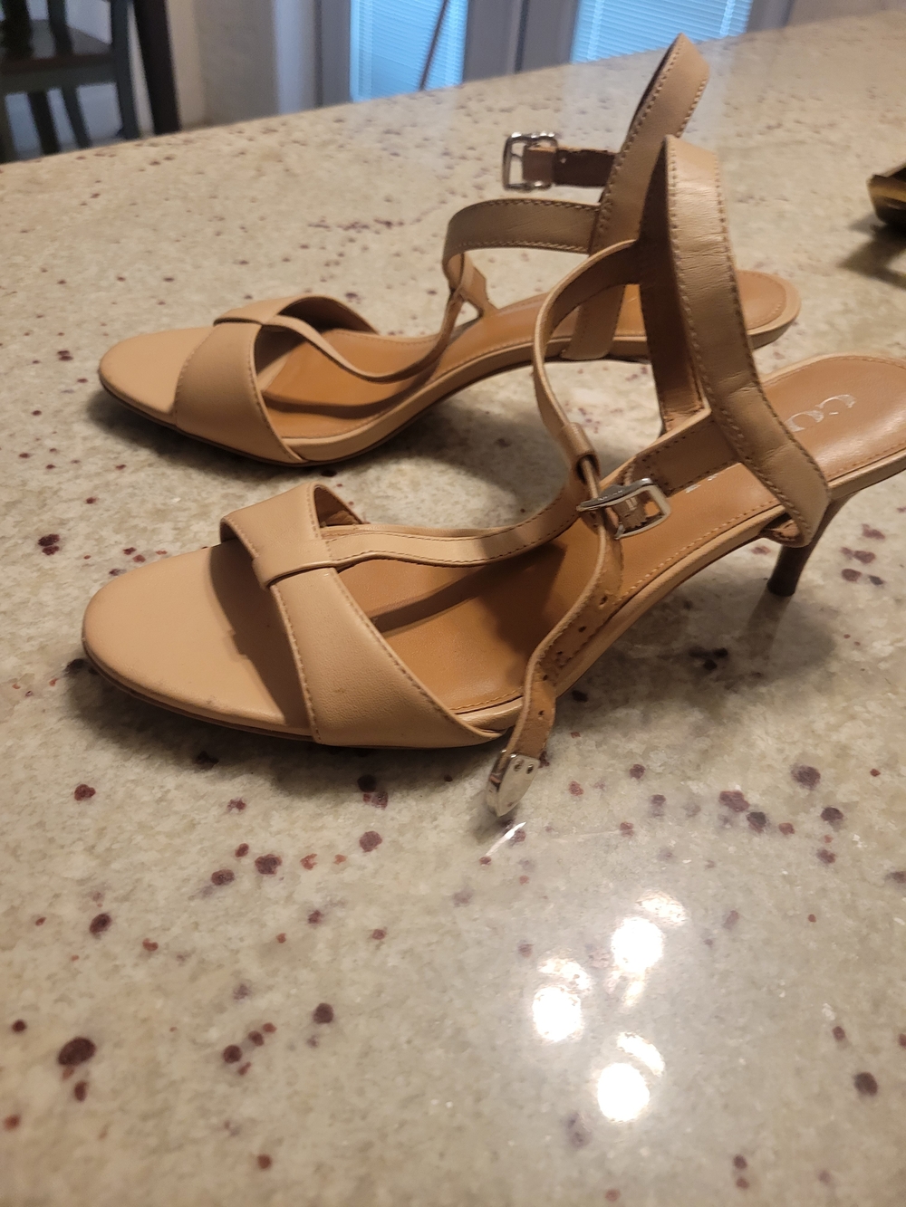 Coach Beige Strappy Mid-Heel Sandals